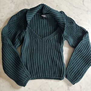 Express Teal V-Neck Women's Sweater